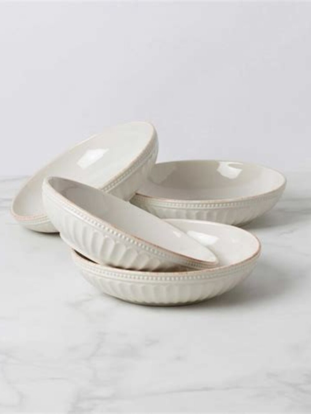 LenoxFrench Perle Groove Pasta Bowls, Set Of 4